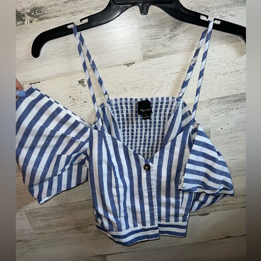 Blue Stripped Crop Top